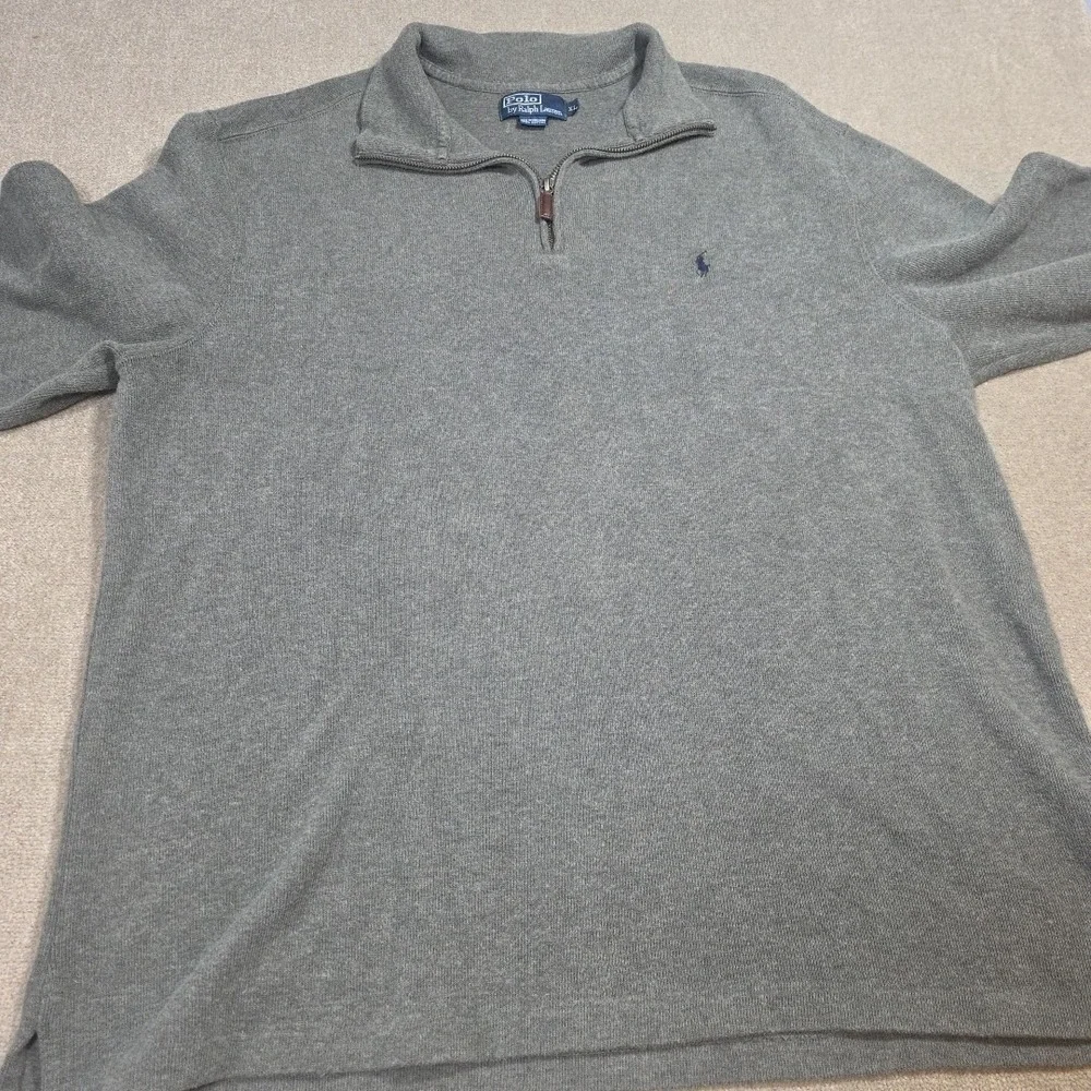 Polo Ralph Lauren Men's XL X-Large Gray 1/4 Zip Pullover Sweater Cotton Classic